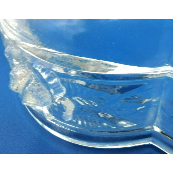 Pressed Glass Dish Bowl Embossed Roses Ornate Handles Vintage Pedestal Bottom - Picture 13 of 15